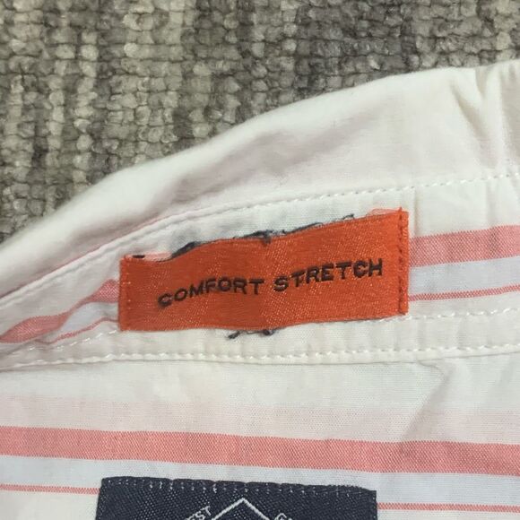 St. Johns Bay Men’s Shirt Size XL Orange White Striped Button Down Performance - Picture 3 of 6